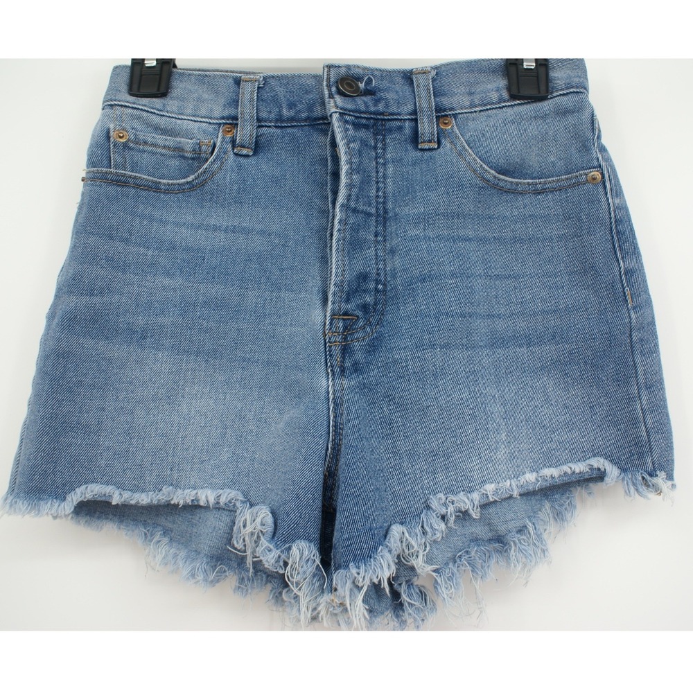 GB Womens Size 5 Blue Denim High Rise Frayed  Button Fly Jean Shorts Daisy Dukes